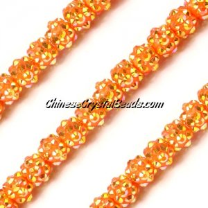Chinese Crystal Disco Bead Acrylic orange AB 8mminside, 30 beads