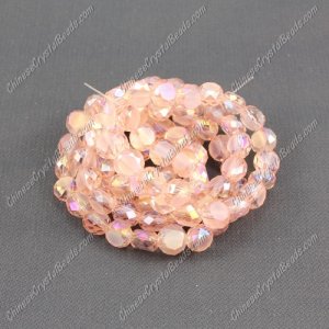 6mm Bread crystal beads long strand, rosaline AB, 100pcs per strand