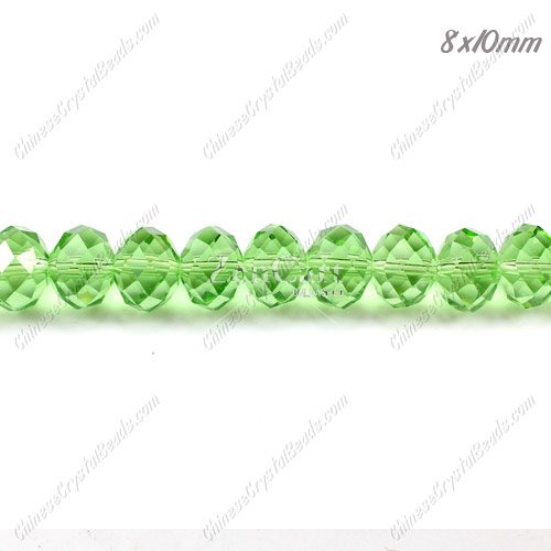 70Pcs 8x10mm Chinese Crystal Rondelle Beads Strand, Green