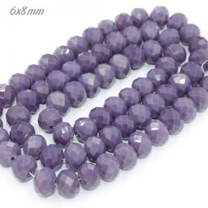 6x8mm crystal Rondelle Bead Strand, opaque violet, 70 beads