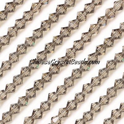 Chinese Crystal Bicone bead strand, 6mm, Smoke, about 50 beads
