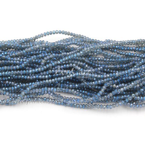 1.7x2.5mm rondelle crystal beads, Magic Blue, 190Pcs