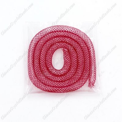 DIY Mesh Bracelet soft nylon fishnet tube, ruby, width:4mm, 40cm