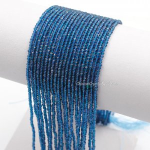 210Pcs 1.5x2mm rondelle crystal beads dark Capri Blue with Polyester thread