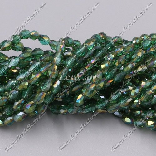 Chinese Crystal Teardrop Beads Strand, #54, 3x5mm, about 100 Beads