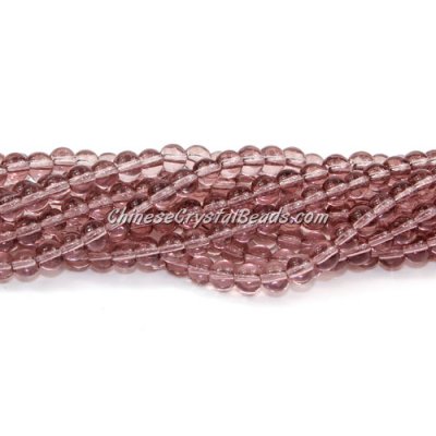 Chinese 4mm Round Glass Beads lt. amethyst, hole 1mm, about 80pcs per strand