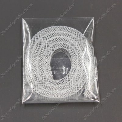 DIY Mesh Bracelet soft nylon fishnet tube, white, width:4mm, 40cm