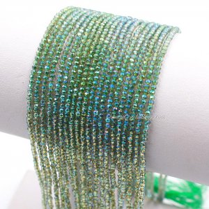 210Pcs 1.5x2mm rondelle crystal beads Green Light2 with Polyester thread