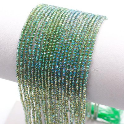 210Pcs 1.5x2mm rondelle crystal beads Green Light2 with Polyester thread