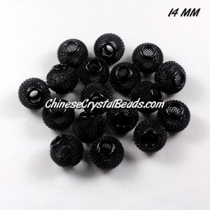 14mm black Mesh Bead, Basketball Wives, 12 pieces