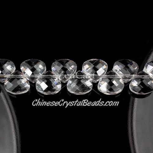 Crystal Flat Briolette beads strand ,9x10mm, clear crystal, 20 beads