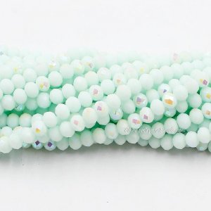 4x6mm Opaque lt.aqua half AB Chinese Crystal Rondelle Beads about 95 beads