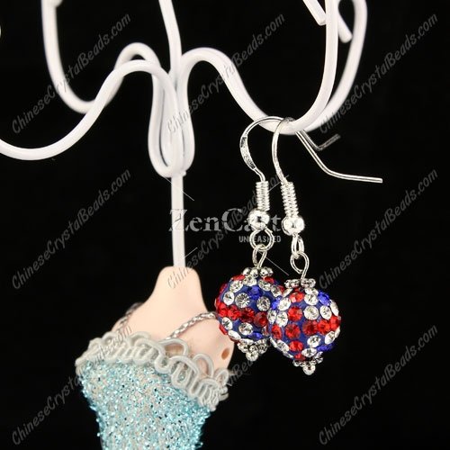 Pave Drop Earrings, UK Flag, 10mm clay disco beads, sold 1 pair