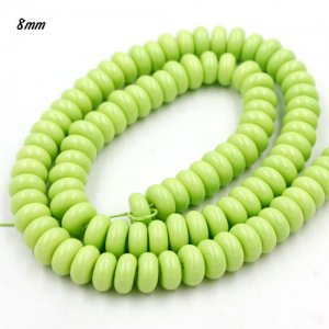 100Pcs 8x4mm Smooth Roundel Shape Glass Beads, rondelle glass beads strand, hole 1mm, Pale Green