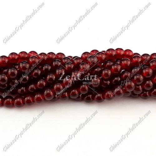 6mm round glass beads strand, siam, 140pcs per strand