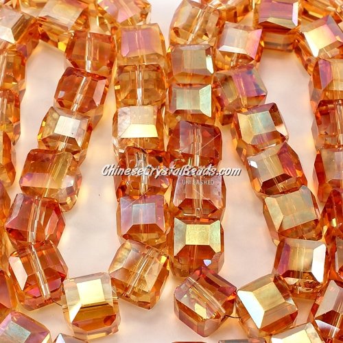 crystal cube beads, 10mm, Amber AB, sold per pkg of 20pcs(need 3 days to prepare the goods)