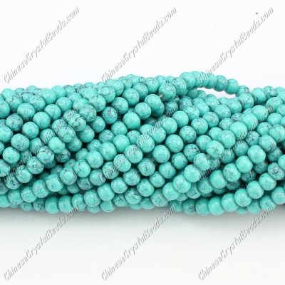 4mm round glass beads, Turquoise, about 200pcs per strand