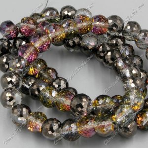 12pcs Rondelle Drum Faceted Crystal Beads,9x12mm, hole:1.5mm, hematite and purple light