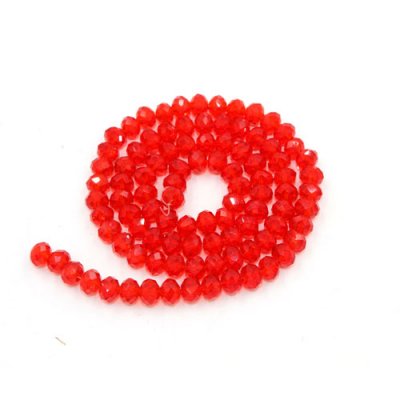 130Pcs 3x4mm Chinese Crystal Long Rondelle Strand, light Siam
