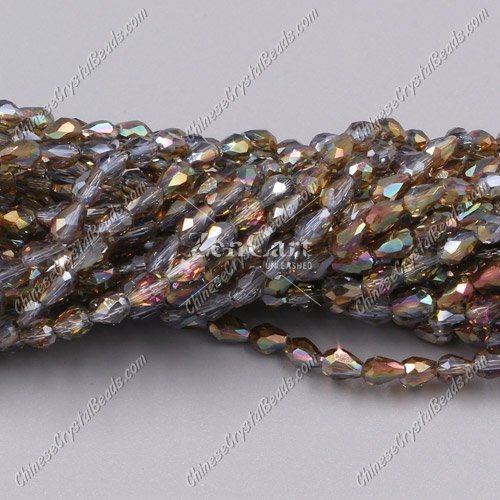 Chinese Crystal Teardrop Beads Strand, #28, 3x5mm, about 100 Beads