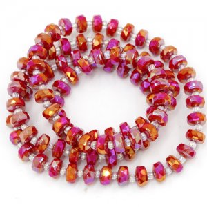 80Pcs 5x8mm angular crystal beads opaque red AB