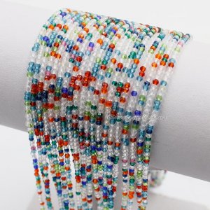 200Pcs 1.5x2mm rondelle crystal beads mix colour 01 with Polyester thread