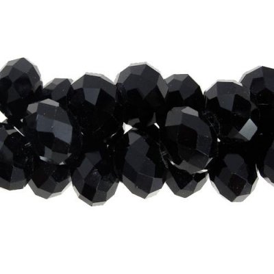 Chinese Crystal Rondelle Bead Strand, black, 9x12mm, about 36 beads
