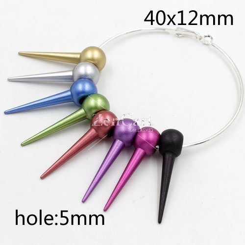 50Pcs 40x12mm Basketball Wives round ball Spikes Acrylic multicolour, hole: 5mm