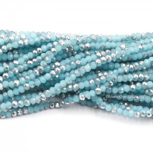 10 strands 2x3mm chinese crystal rondelle beads aqua jade half light about 1700pcs
