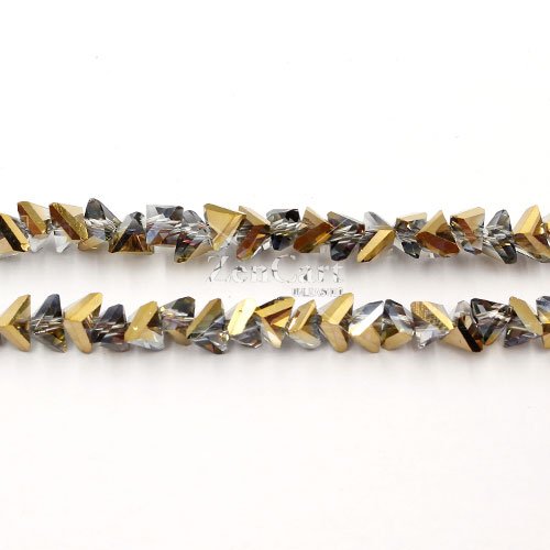 Triangle Crystal Beads, 4mm 6mm, gold and purple light