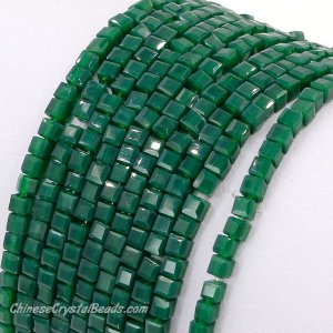 2x2mm cube crytsal beads, opaque dark green, 180pcs