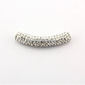 Pave Crystal Pave Tube Beads, 45mm, 4mm hole, sold 1pcs
