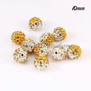 Clay Pave disco beads, Color Gradient white-sun, hole: 1.5mm, sold per pkg of 10pcs