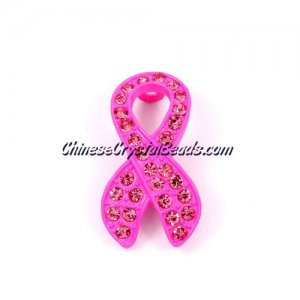 Pave accessories, Pink Ribbon symbol, 18x33mm, Fuchsia, Sold individually.