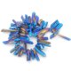 Metalic blue Natural Quartz Crystal Druzy Freeform Stick Titanium Coated Loose Beads 38cm
