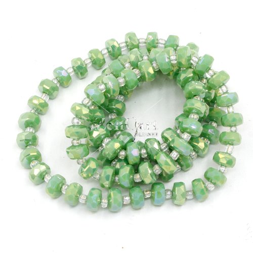 80Pcs 5x8mm angular crystal beads opaque green AB