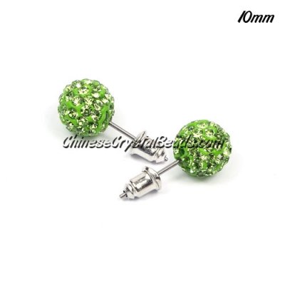Pave clay disco Earrings, green, 10mm, sold 1 pair