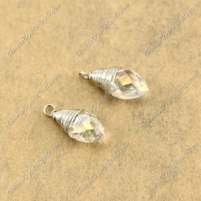 Wire Working Briolette Crystal Beads Pendant, 6x12mm, clear AB, 1 pcs