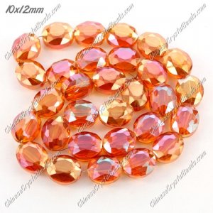 Chinese Crystal Faceted Oval Bead, 7x10x12mm, orange light, 20 pcs per strand