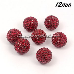 50pcs, 12mm Pave beads, hole: 1.5mm, clay disco beads, med red