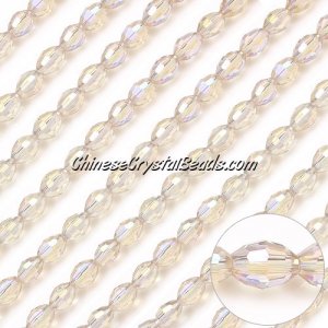 6x9mm 70Pcs Chinese Barrel Shaped crystal beads, Silver champange AB