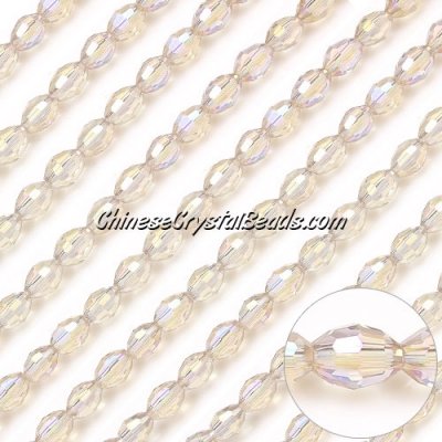 Chinese Barrel Shaped crystal beads,S. Champagne AB, 4x6mm, about 72 Beads