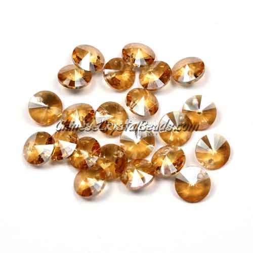 20Pcs 8mm Crystal Rivolis Beads, Crystal Satellite Drill, hole 1mm, golen shadow