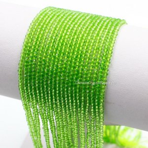 190Pcs 1.5x2mm rondelle crystal beads lt.green with Polyester thread