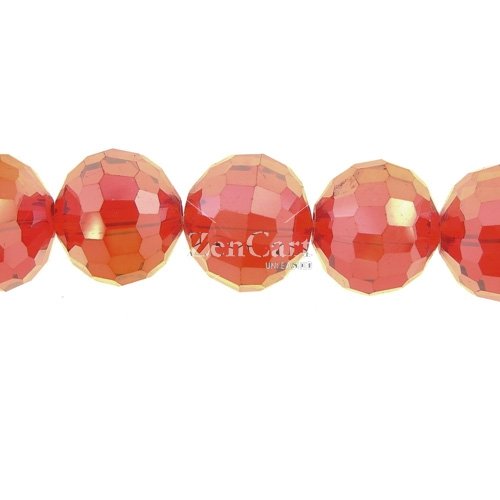 Chinese Crystal 12mm Round Long Bead Strand, Lt. Siam AB ,16 beads
