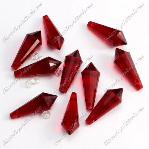 Chinese Crystal Icicle Drop Beads, 8x20mm, 1-hole, siam, sold per pkg of 10 pcs