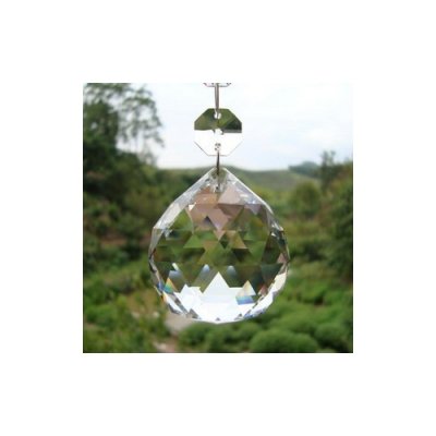 Crystal faceted ball pendants , 30mm, clear