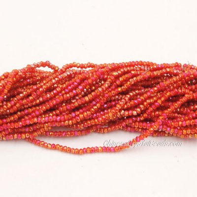 1.7x2.5mm rondelle crystal beads, red velvet 002, 190Pcs