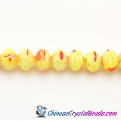 20Pcs Millefiori Chinese Crystal Rondelle Bead Strand,yellow/red ,9x12mm