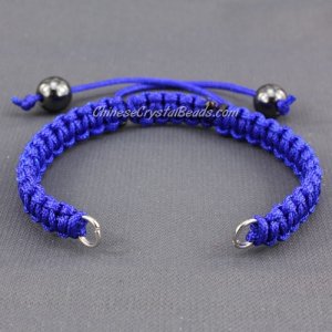 Pave chain, nylon cord, navy blue, wide : 7mm, length:14cm